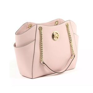 Michael Kors Pink Saffiano Chain Shoulder Tote Bag